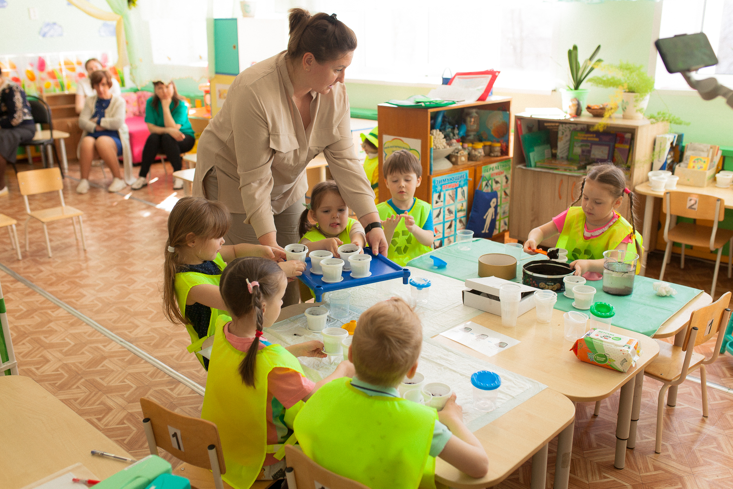Ecology. Flannelgraph on a plastic frame with a stand. With elements and tabards for the organization of a lesson